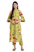 Parrot Green Cotton Jaipuri Printed Straight Kurta With Pant