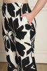 Women Black & Off White Cotton Botanical Floral Printed Kurta With Pant