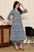 Blue Blossom Geometric Printed  Kurta With Pant