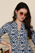 Blue Blossom Geometric Printed  Kurta With Pant