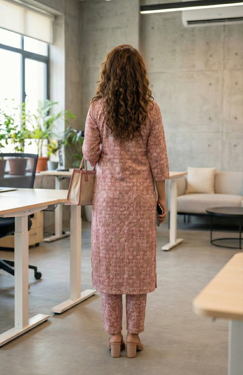 Stylish pink Jaipuri Printed Kurta  With Pant