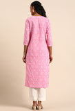 Pink Pure Cambric Cotton Jaipuri Printed Kurti