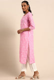 Pink Pure Cambric Cotton Jaipuri Printed Kurti