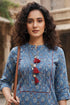 Blue Pure Cambric Cotton Jaipuri Printed Kurti