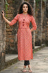 Orange Pure Cambric Cotton Jaipuri Printed Kurti
