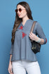 Grey Pure Cotton Patch Work Embroidered Short Top
