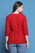 Red Pure Cotton Patch Work Embroidered Short Top