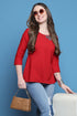Red Pure Cotton Patch Work Embroidered Short Top
