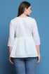 White Pure Cotton Patch Work Embroidered Short Top