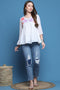 White Pure Cotton Patch Work Embroidered Short Top
