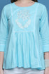 Sky Blue Pure Cotton Patch Work Embroidered Short Top