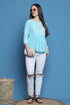 Sky Blue Pure Cotton Patch Work Embroidered Short Top