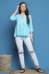 Sky Blue Pure Cotton Patch Work Embroidered Short Top