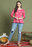 Pink Pure Cotton Jaipuri Printed Short Top