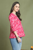 Pink Pure Cotton Jaipuri Printed Short Top