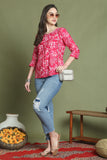 Pink Pure Cotton Jaipuri Printed Short Top