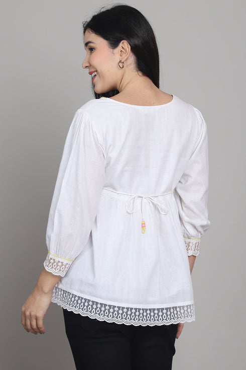 Rajnandini Women Pure Cotton Solid Short Top
