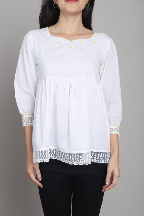 Rajnandini Women Pure Cotton Solid Short Top