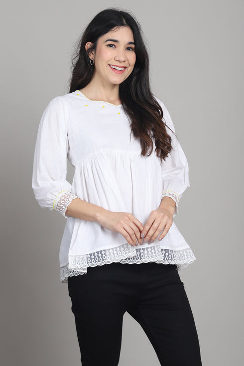 Rajnandini Women Pure Cotton Solid Short Top