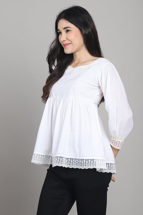 Rajnandini Women Pure Cotton Solid Short Top