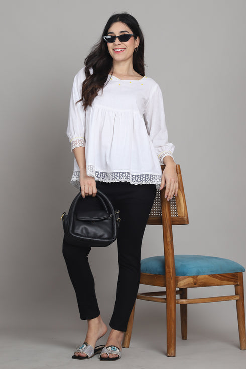 Rajnandini Women Pure Cotton Solid Short Top