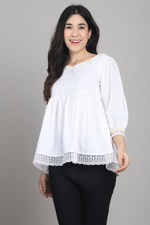 Rajnandini Women Pure Cotton Solid Short Top