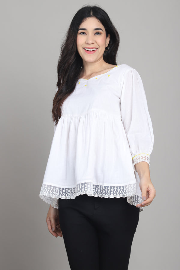 Women Pure Cotton Solid Short Top