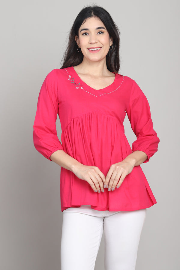 Women Pure Cotton Solid Short Top