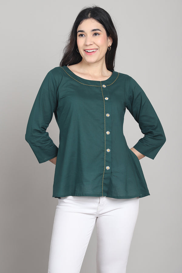 Women Pure Cotton Solid Short Top