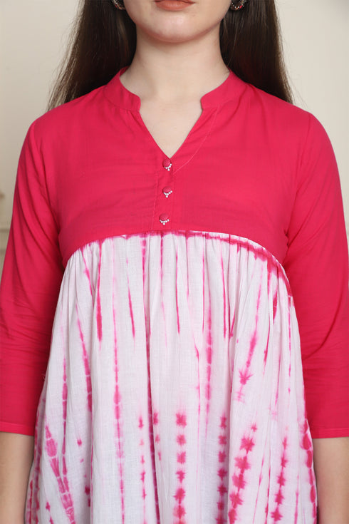 Rajnandini Women Pure Cotton Tie-Dye Shibori Printed Short Top