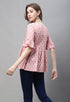 Peach Pure cotton Jaipuri Printed Short Top