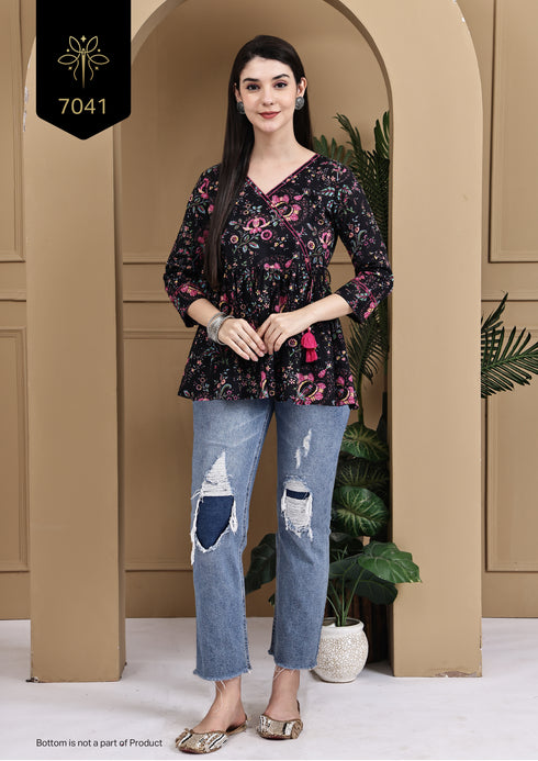 Blooming Casual Chic Cotton Jaipuri Printed Short Top