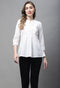 Off White Pure cotton Solid Short Top