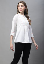Load image into Gallery viewer, Off White Pure cotton Solid Short Top
