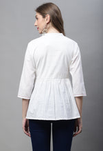 Load image into Gallery viewer, Off White Pure cotton Embroidered Short Top