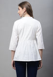 Off White Pure cotton Embroidered Short Top