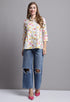 Off White Pure cotton Jaipuri Printed Short Top