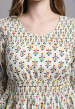 Load image into Gallery viewer, Cream Pure cotton Jaipuri Printed Short Top
