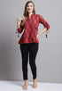 Maroon Pure cotton Jaipuri Printed Short Top