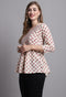 Beige Pure cotton Jaipuri Printed Short Top