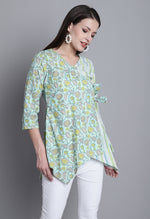 Load image into Gallery viewer, Sea Green Pure cotton Jaipuri Printed Short Top
