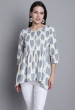 Off White Pure cotton Jaipuri Printed Short Top