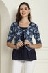Navy Blue Pure Cotton Jaipuri Printed Short Top