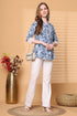Women Sky Blue Pure Cotton Jaipuri Printed Short Top