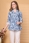 Women Sky Blue Pure Cotton Jaipuri Printed Short Top
