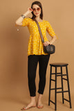 Mustard Pure Cotton Bandhani Printed Short Top