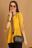 Mustard Pure Cotton Bandhani Printed Short Top