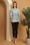 Sky Blue Pure Cotton Hand Painted Short Top