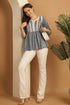 Grey & White Pure Cotton Bandhani Printed Short Top
