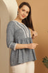 Grey & White Pure Cotton Bandhani Printed Short Top